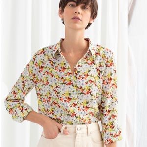 & Other Stories Floral Print Silk Shirt